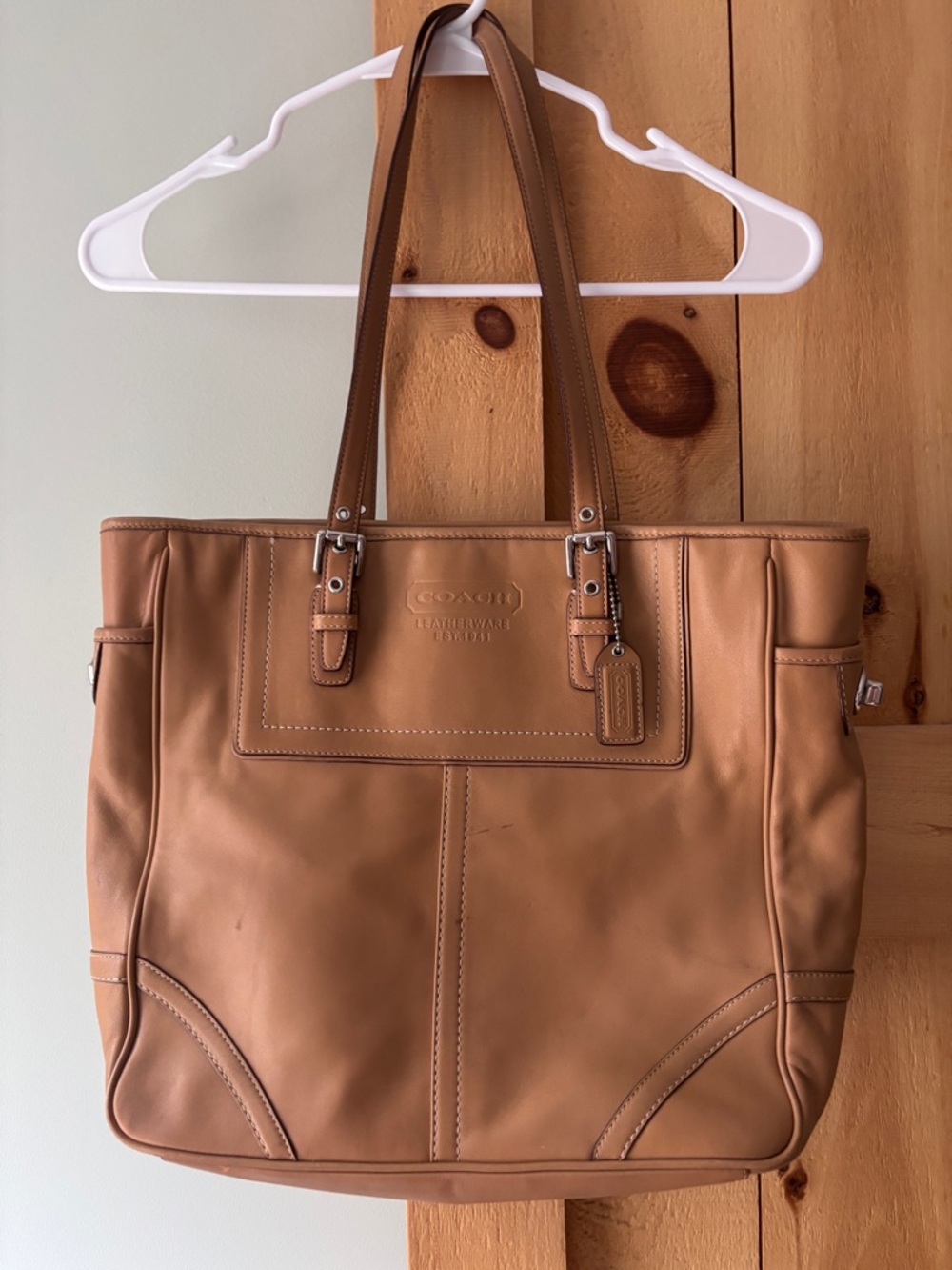 Coach Tan Leather Shoulder Tote with Tag